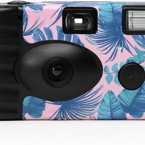Disposable Film Camera – 35mm | 24 Shots | Exposure, Vibrant Design, Perfect for Vacations, Parties, Weddings & Events, Easy-to-Use | Built-in Flash | Retro Photos | Film Included | Tropical Pattern