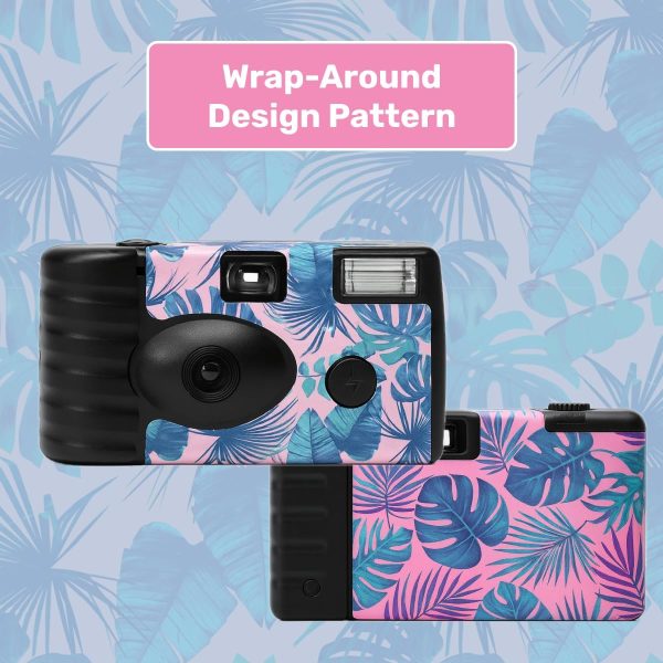 Disposable Film Camera – 35mm | 24 Shots | Exposure, Vibrant Design, Perfect for Vacations, Parties, Weddings & Events, Easy-to-Use | Built-in Flash | Retro Photos | Film Included | Tropical Pattern - Image 3