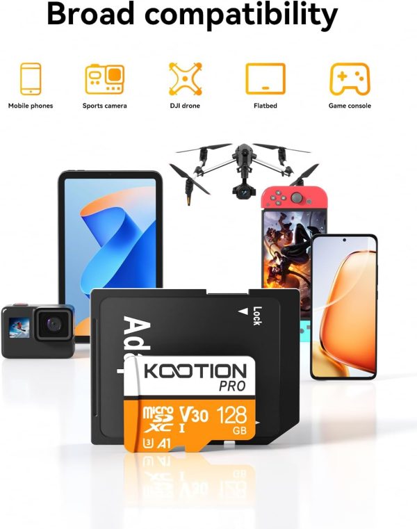 KOOTION 128GB Micro SDXC UHS-I U3 V30 A1 Memory Card - High Speed TF Card for Phone, Camera - Image 5